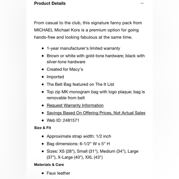 Michael Kors Grey Signature Logo Belt Fanny Pack - Picture 7 of 9